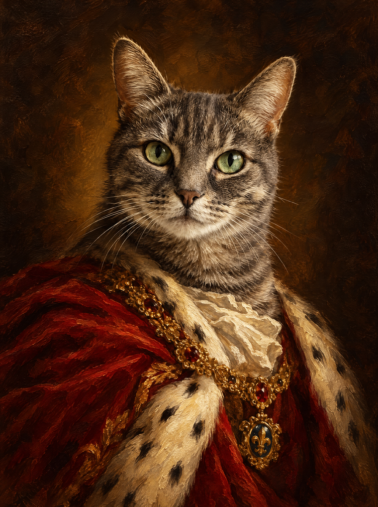 Retrato real de un gato atigrado