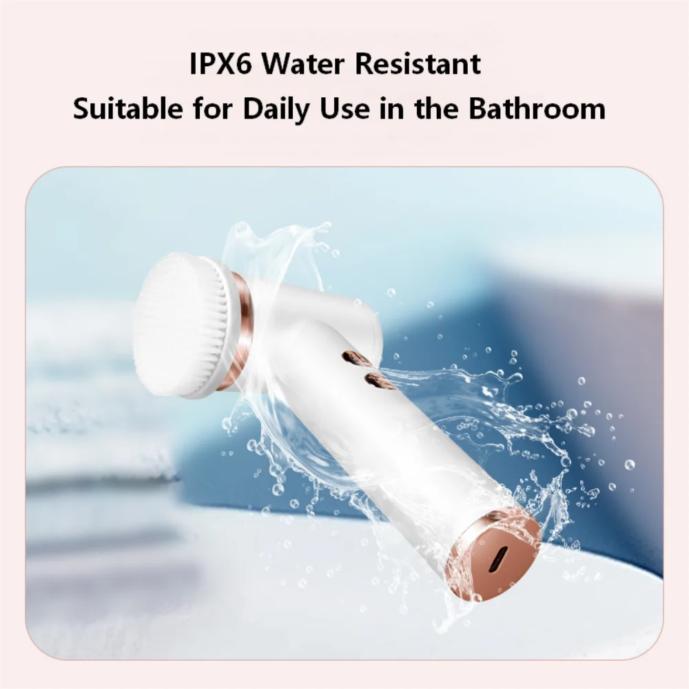 4 in 1 Electric Facial Cleansing Brush Rotating Face Massager 5-Speed Exfoliator Deep Pore Cleaner Skincare Device