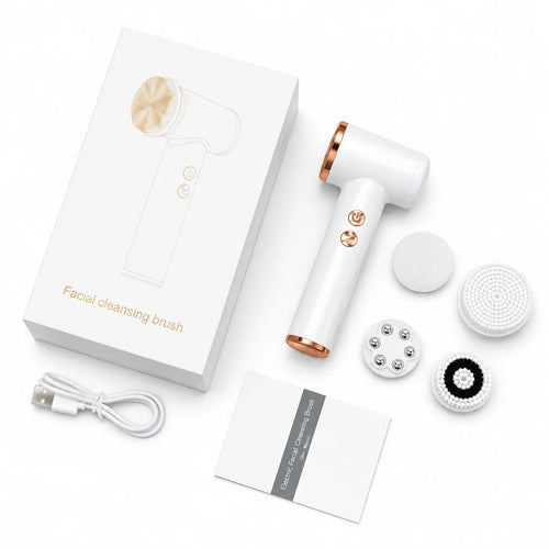 4 in 1 Electric Facial Cleansing Brush Rotating Face Massager 5-Speed Exfoliator Deep Pore Cleaner Skincare Device