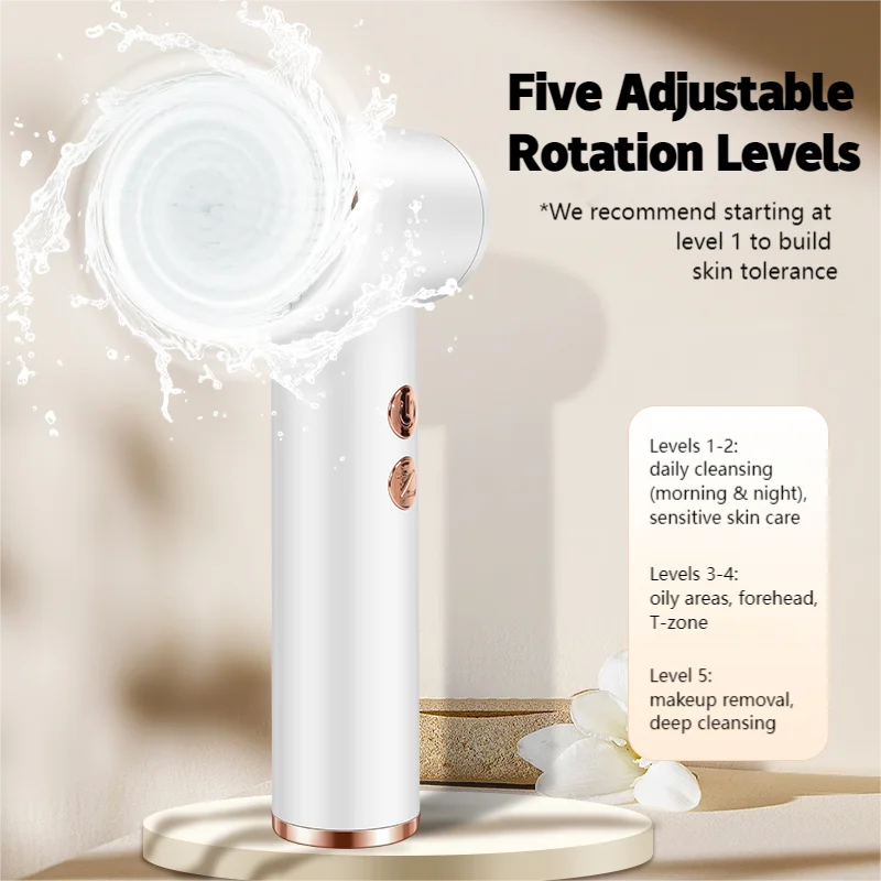 4 in 1 Electric Facial Cleansing Brush Rotating Face Massager 5-Speed Exfoliator Deep Pore Cleaner Skincare Device