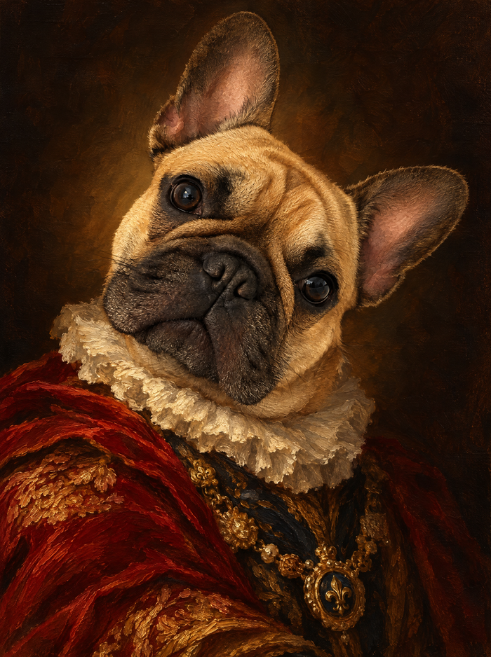 Retrato real de un bulldog francés
